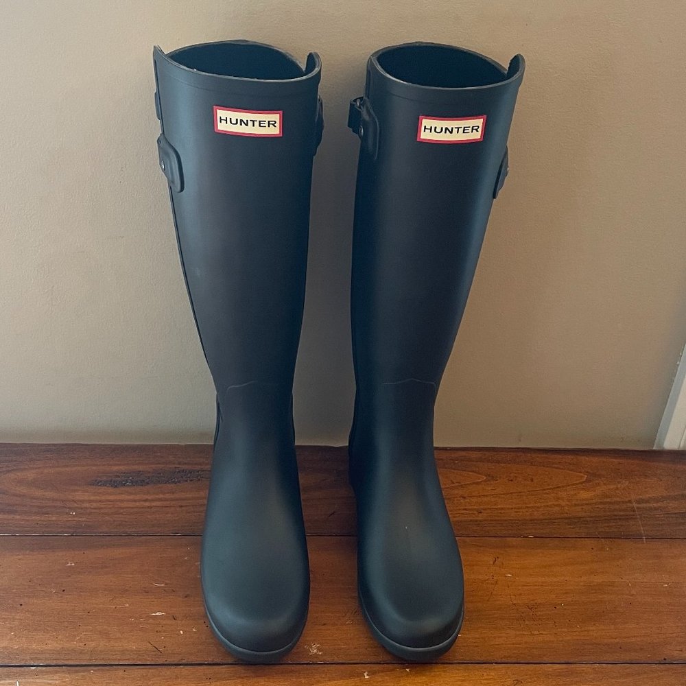 Hunter Black Matte Women's Refined Tall Rain Boots